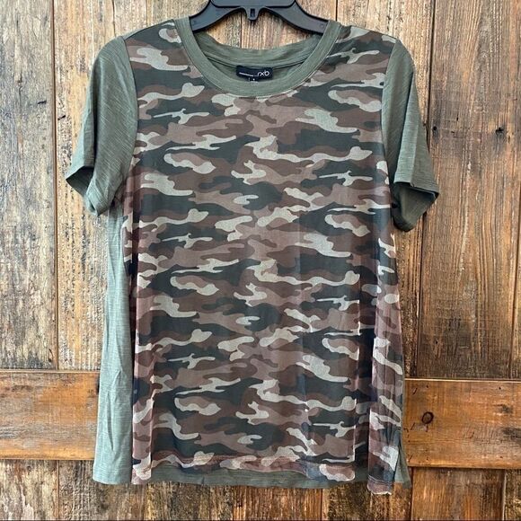 RXB Sz S NWT Khaki Camo Mesh Relaxed Casual T-Shirt - Picture 2 of 7